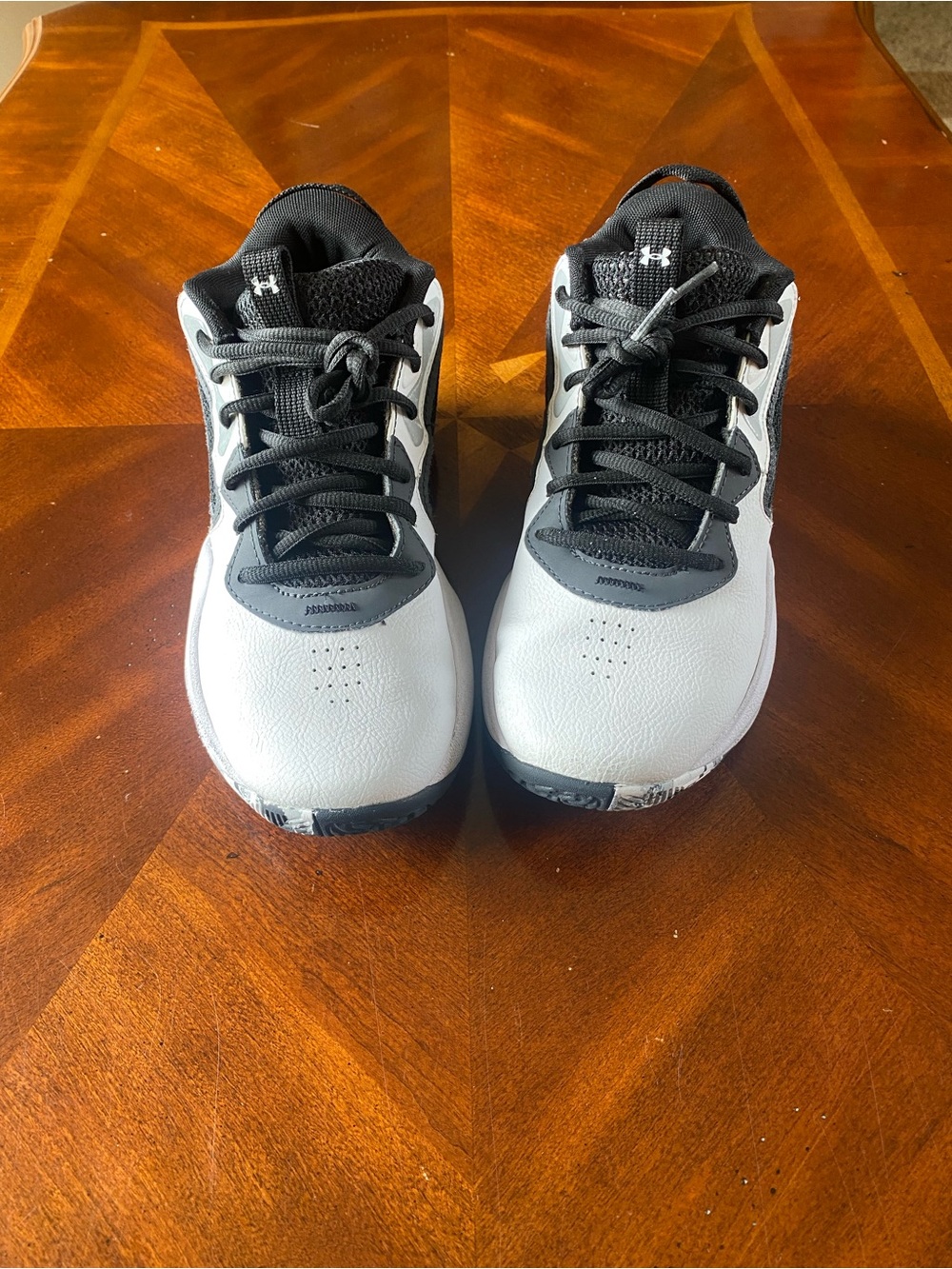 Under Armour Kids' White and Black Lace-Up Sneakers